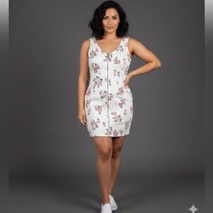 No Boundaries White Floral Mini Dress with Zipper